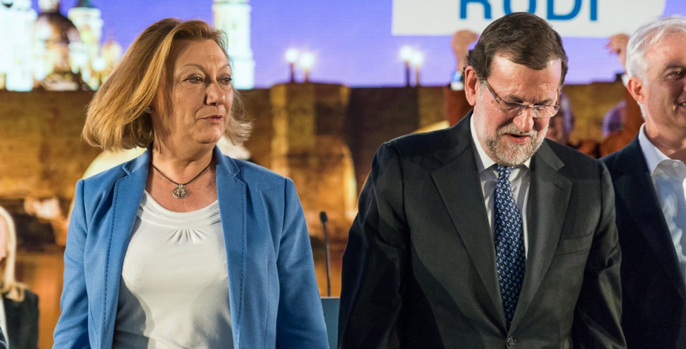 Rajoy y Rudi en un mitin del PP en Zaragoza. Foto: Pablo Ibáñez (AraInfo)