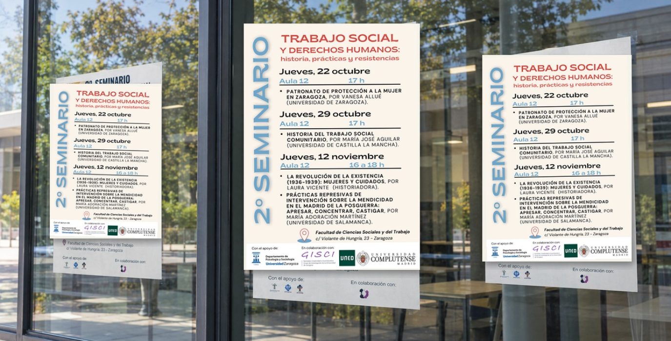 Mockup con la cartelería del seminario