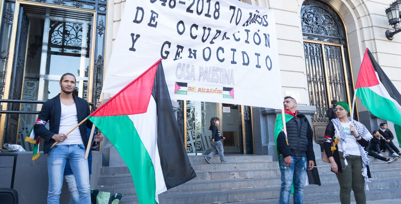 Concentración en Zaragoza contra el genocidio en Palestina en 2018. Foto: Pablo Ibáñez (Arainfo)