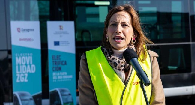 Natalia Chueca en una rueda de prensa sobre transporte urbano | Foto: Ayuntamiento de Zaragoza