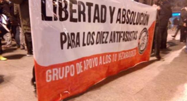 Pancarta en una concentración reciente. Foto: AraInfo