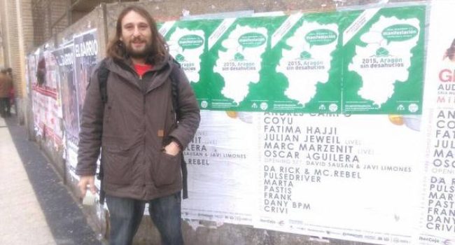 Pablo Hijar, -activista de Stop Desahucios Zaragoza y candidato por Ganemos en la capital aragonesa.