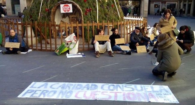 Acción protesta de la PAH Teruel.