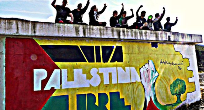 Mural realizado en Artieda. Foto: Foro Palestina Libre de Zaragoza