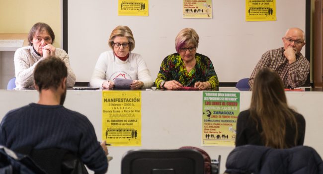 Rueda de prensa sobre las pensiones en Zaragoza, Foto: Pablo Ibáñez (AraInfo)