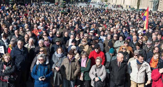 Movilización en Zaragoza por unas pensiones dignas. Foto: Pablo Ibáñez (AraInfo)