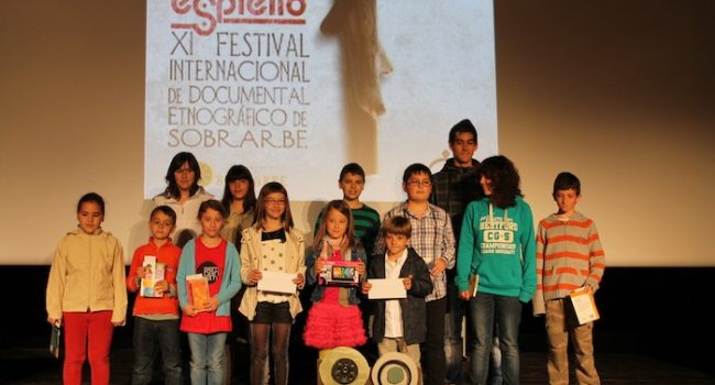 Pequeños cinéfilos de Sobrarbe que han participado en el Concurso Chiquiespiello. Foto: Espiello