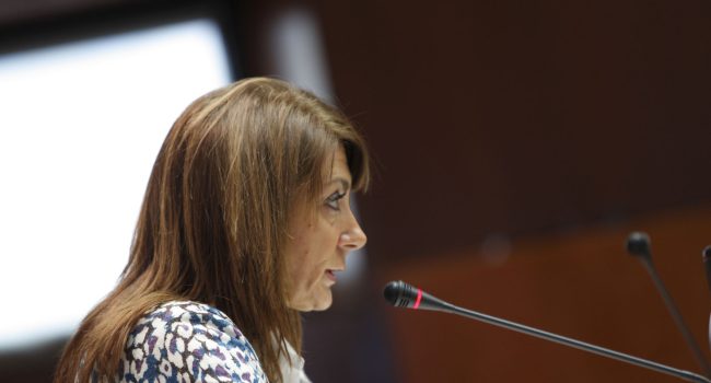 Pilar Argente en las Cortes de Aragón.