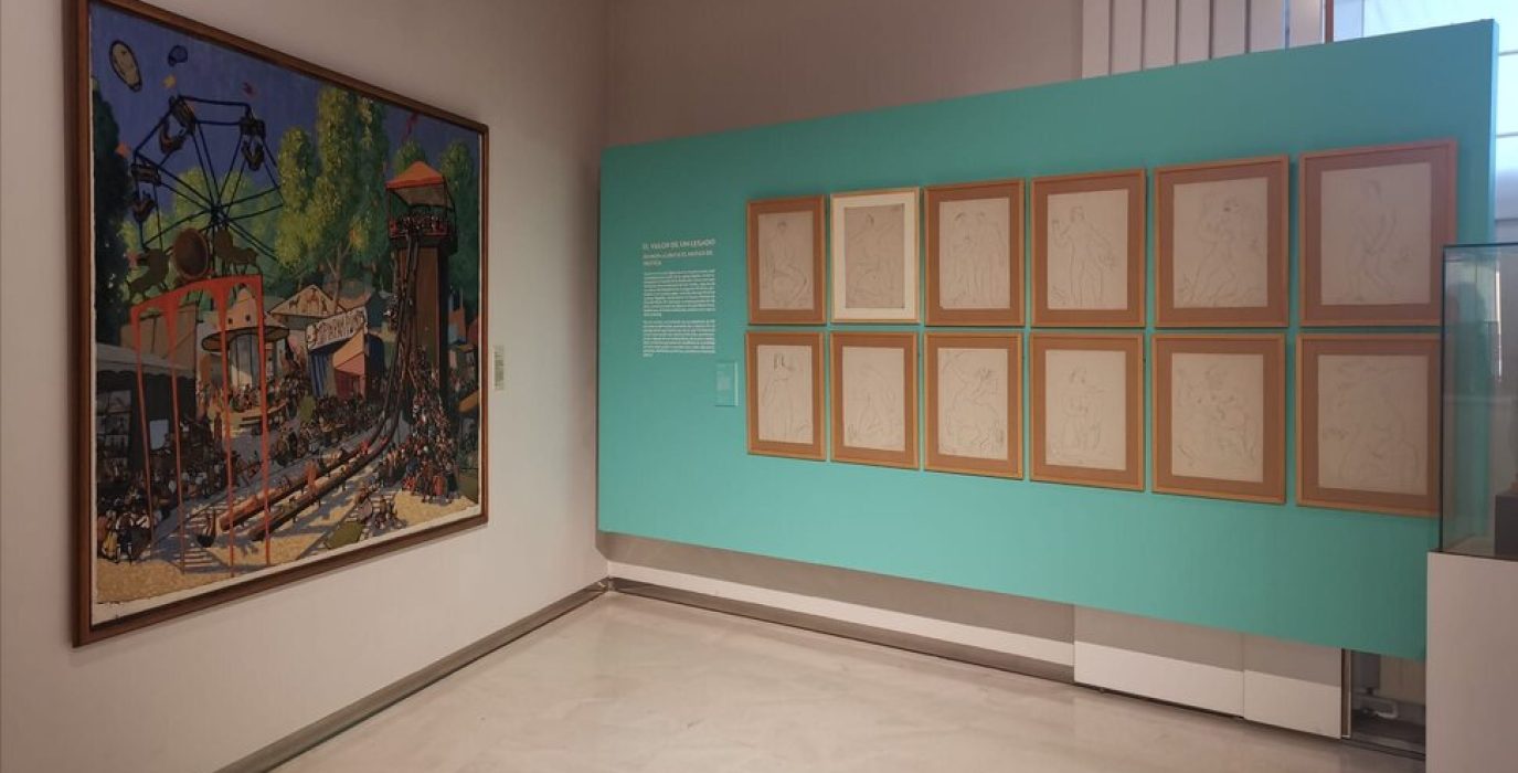 un cuadro y dibujos de Ramón Acín