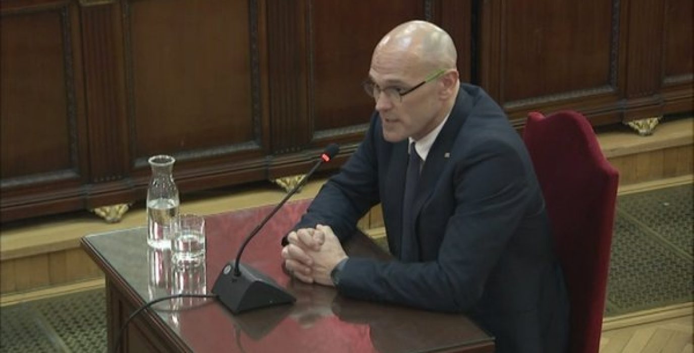 Raül Romeva durante el interrogatorio en el Tribunal Supremo
