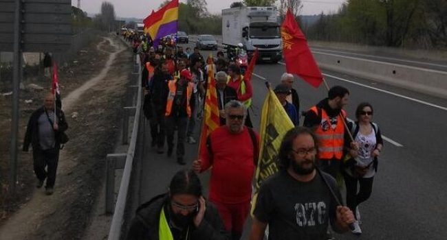 Columna navarro aragonesa de las Marchas de la Diginidad 22M. Foto: @Aragon22M