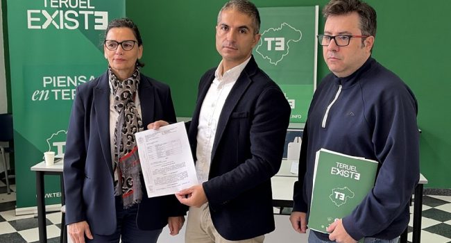 Antonio Abad, Nieves Sánchez y José María Hernández, de Teruel Existe - Calamocha
