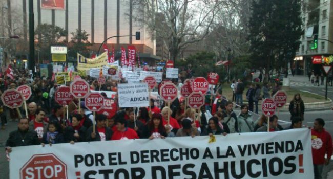 Cabecera de la manifestación de Zaragoza. Foto: Pablo Ibañez (AraInfo)