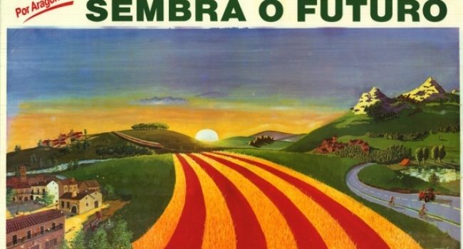 Recorte de pegatina de la primera e histórica imagen de Chunta Aragonesista