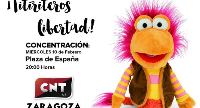 Cartel de la concentración de CNT en Zaragoza.