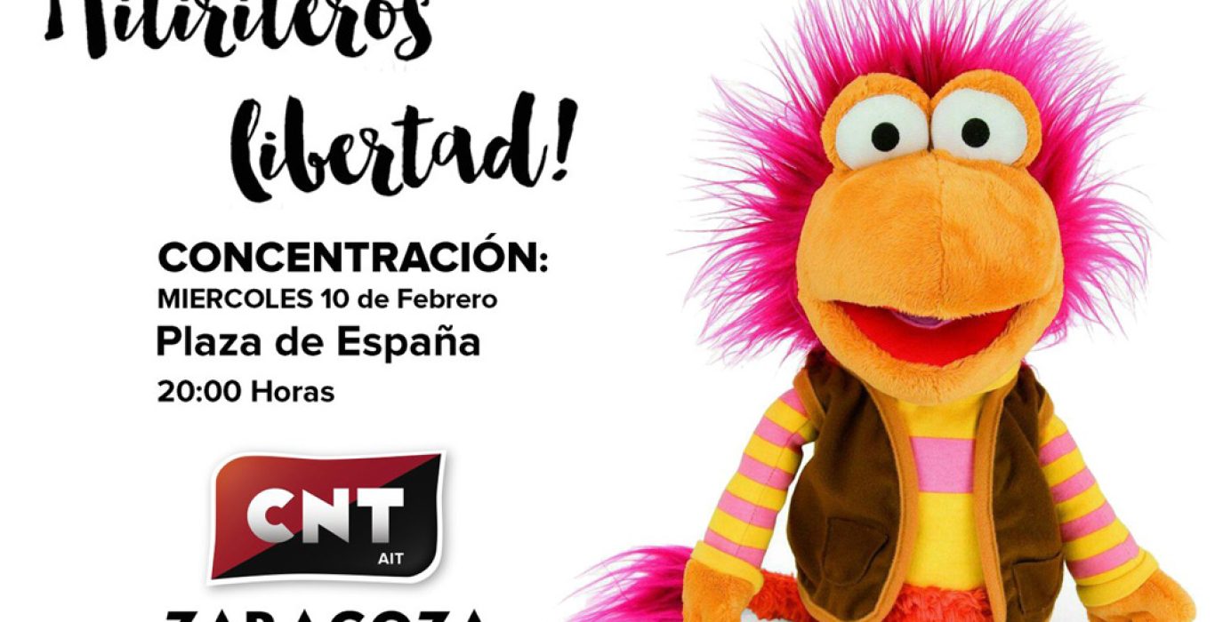 Cartel de la concentración de CNT en Zaragoza.