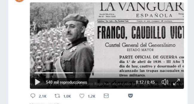 Tuit lanzado junto a un vídeo por la fundación franquista.