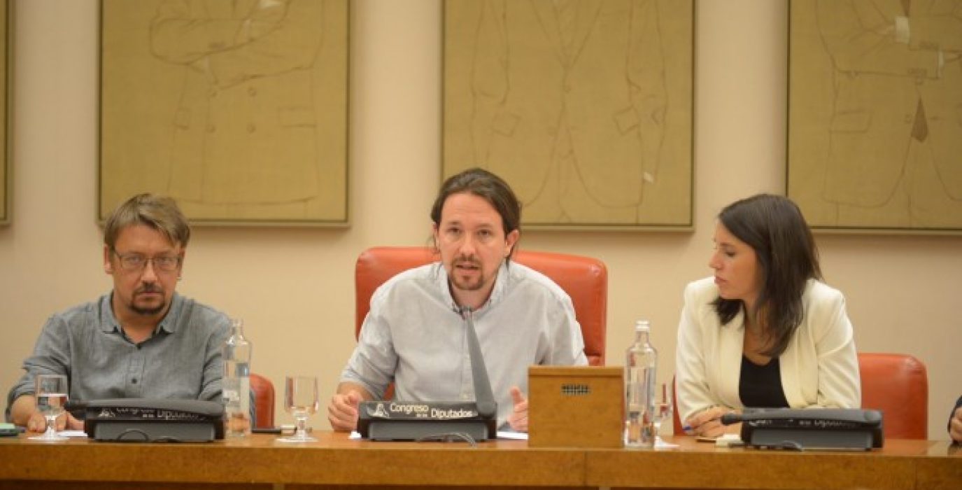 Rueda de prensa de Unidos Podemos tras la reunión del lunes con representantes de Podemos, IU, Catalunya en Comú y En Marea sobre el referéndum. Foto: @ahorapodemos
