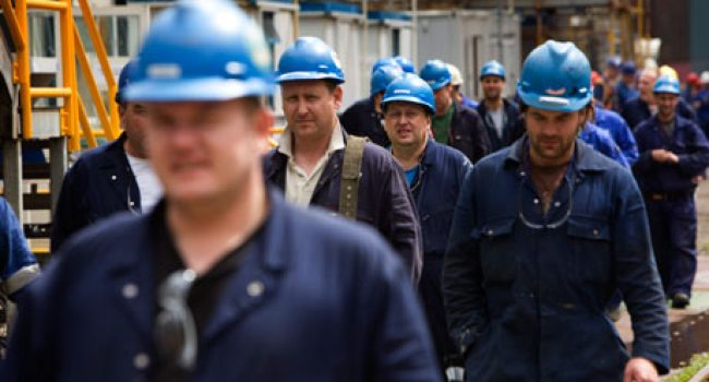BAE workers take a break.