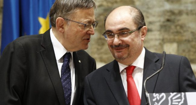 Javier Lambán y Ximo Puig mantienen una reunión de trabajo en la Generalitat.