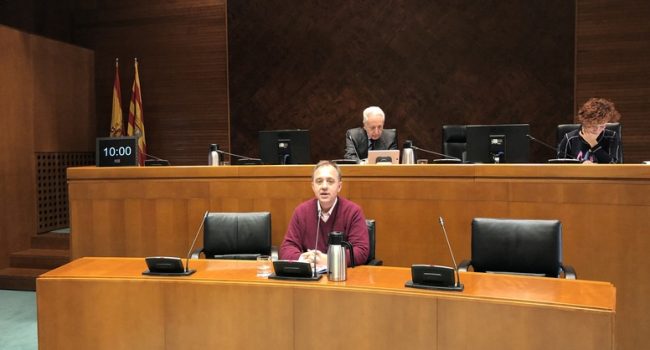 Patricio Serrano durante su comparecencia en las Cortes de Aragón.