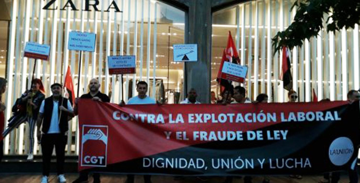 Concentración de CGT y La Unión, sindicato mayoritario en Inditex, dentro de la campaña. Foto: CGT